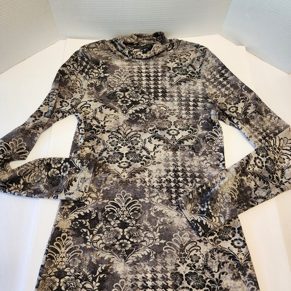 KAREN KANE KNIT TURTLENECK Gray Stretchy, Long Sleeves Lightweight - Picture 6 of 8